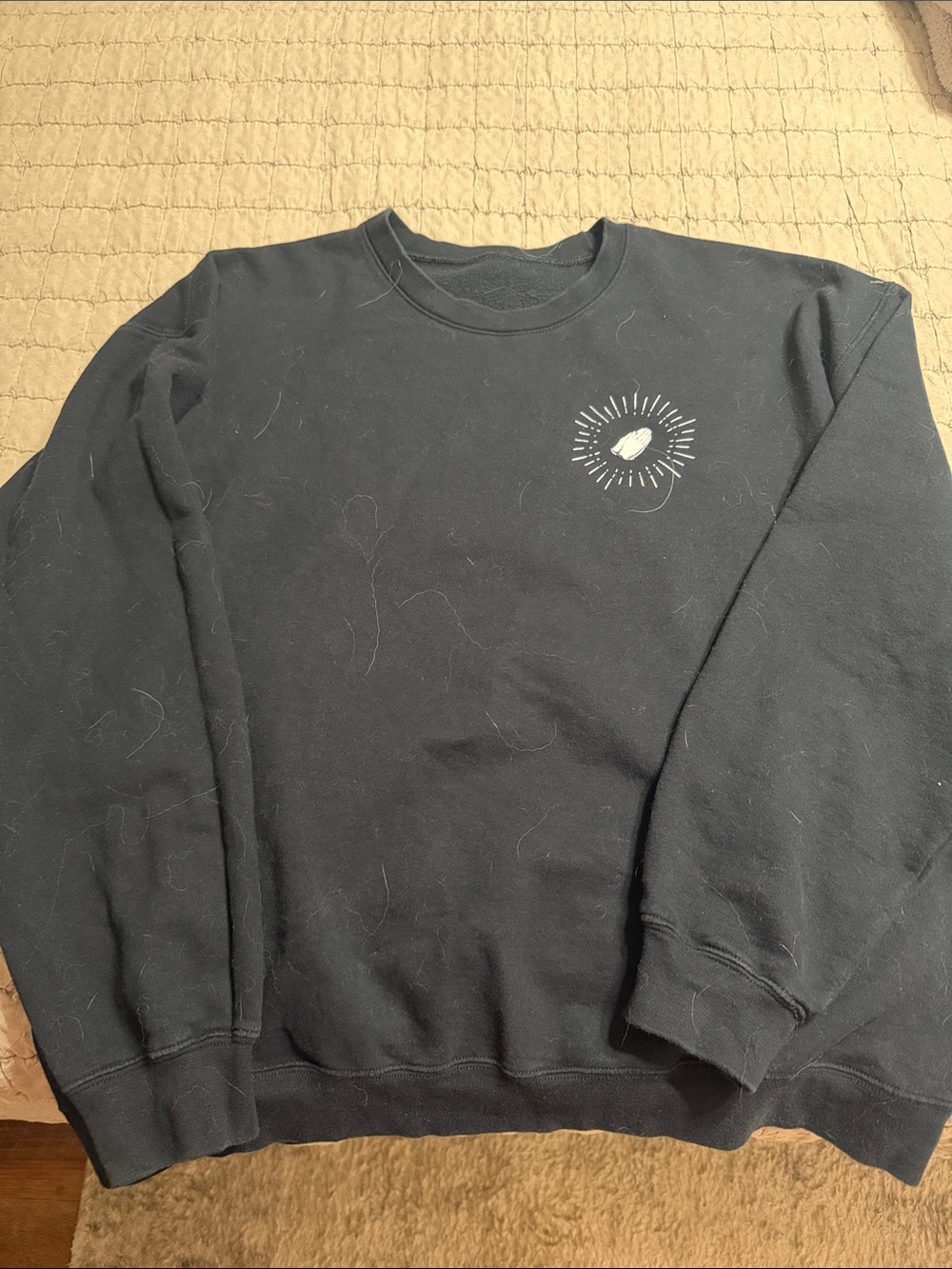 Men's Black Crewneck Sweatshirt with Radiant Sunburst Graphic
